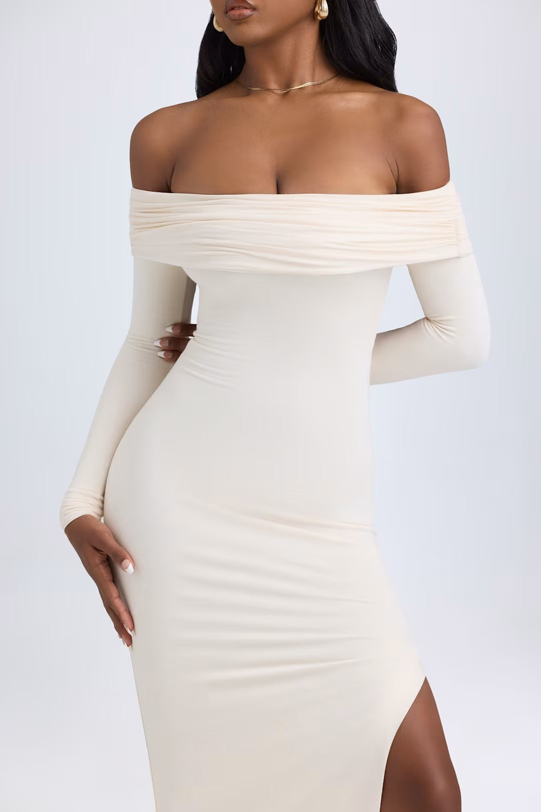 HONORA MODAL OFF - SHOULDER OPEN - BACK MAXI DRESS IN IVORY