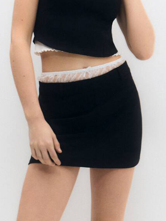 Women's Fashion Lace Waistband Mini Skirt