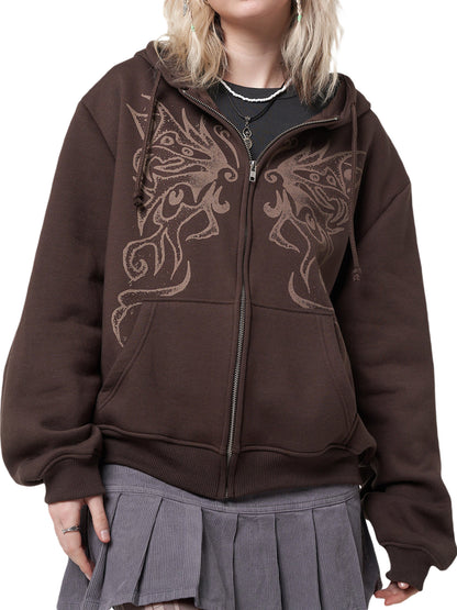 Women Casual Hoodie, Hooded Long Sleeve Full-Zipper Sweatshirt