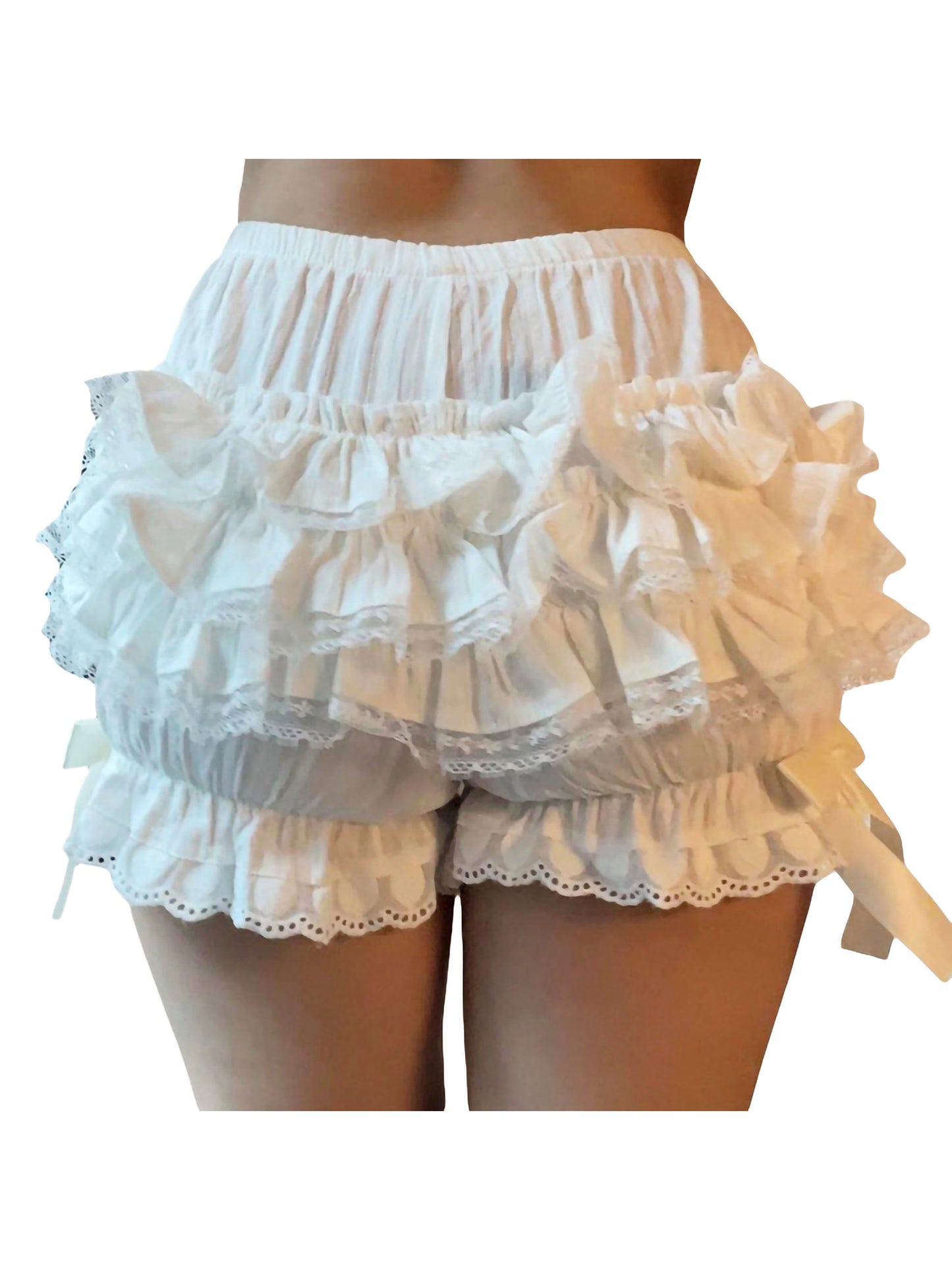 Women's Lace Spliced Bow Pajama Shorts