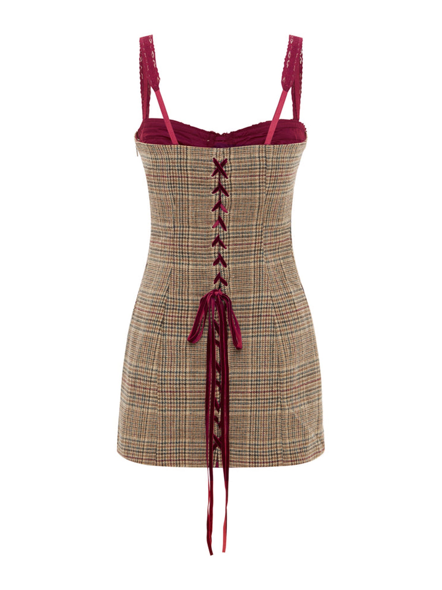 Women's Sleeveless Tie-up Front Plaid Mini Dress