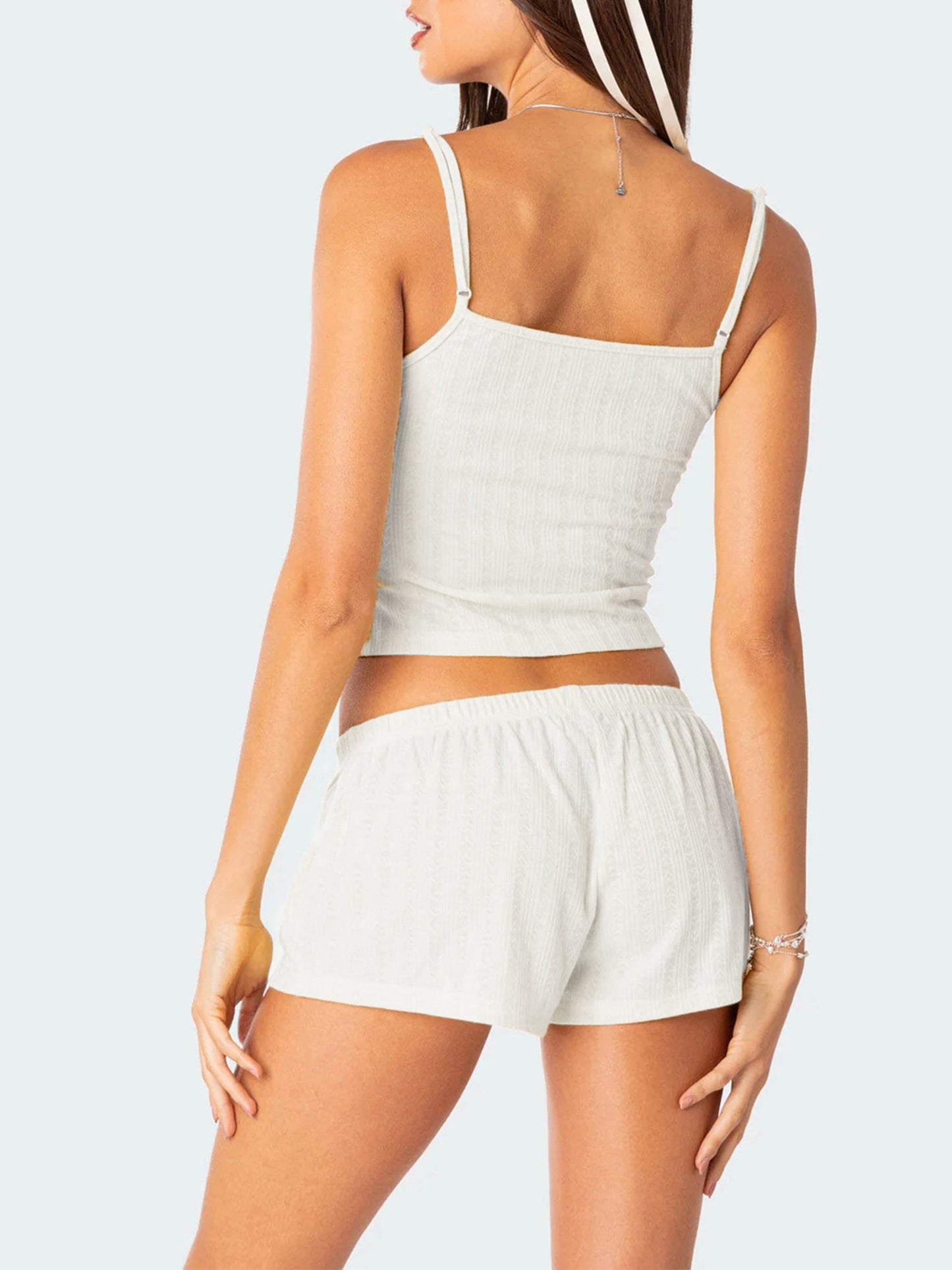 Women's Lace Patchwork Camisole and Shorts 2-piece Outfit