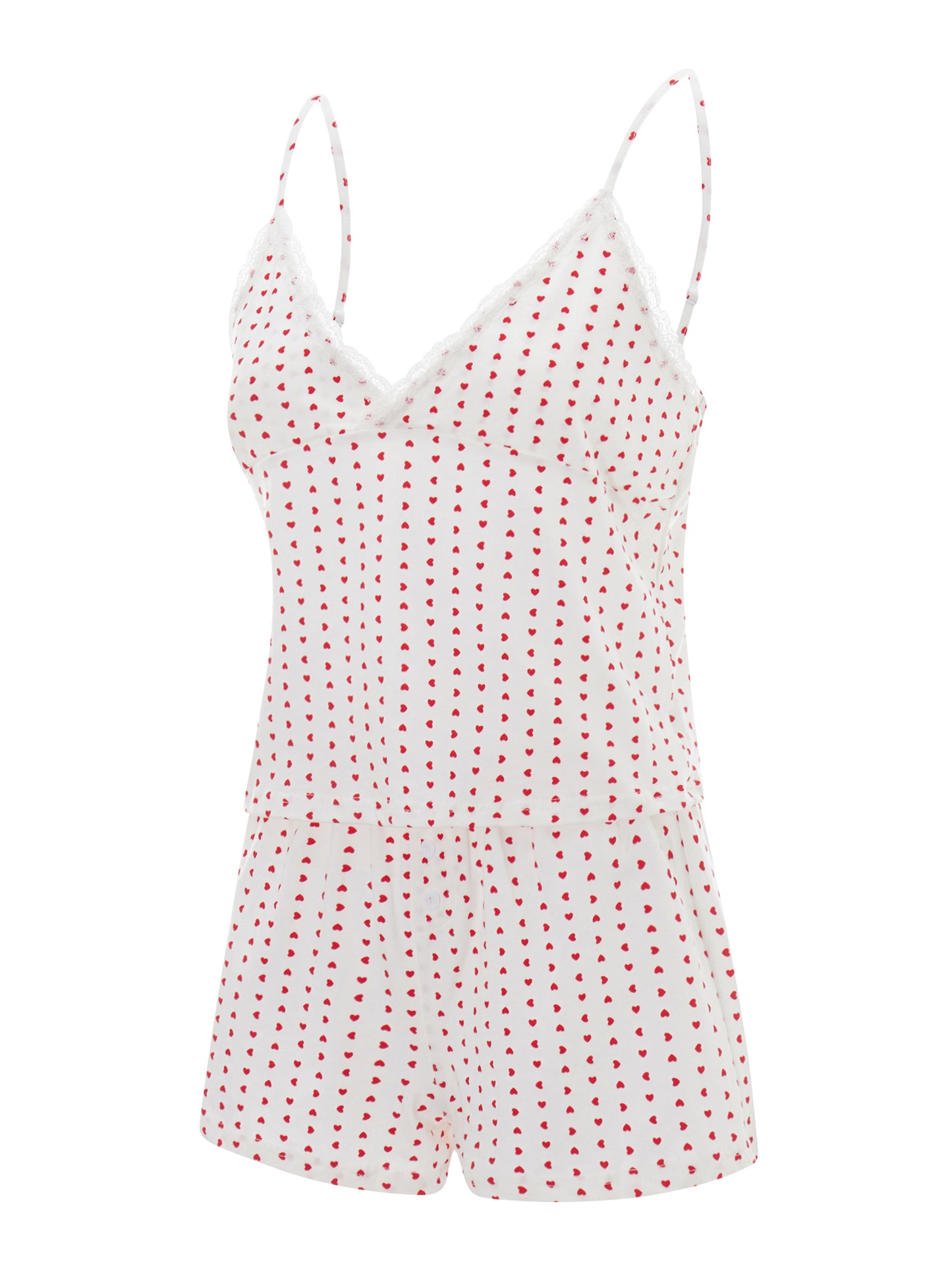 Women's Heart Print Cami Tops and Shorts 2-piece Set