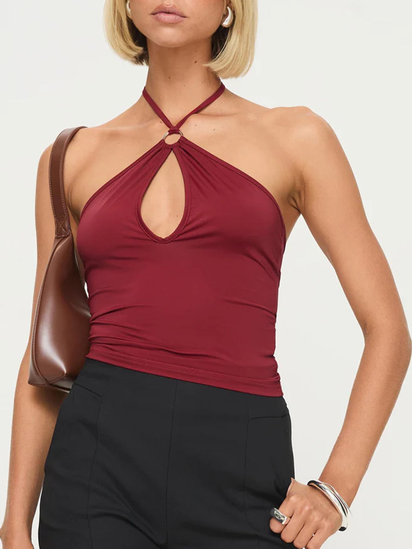 Women's Hollow-Out Tie-Up Halter Neck Vest