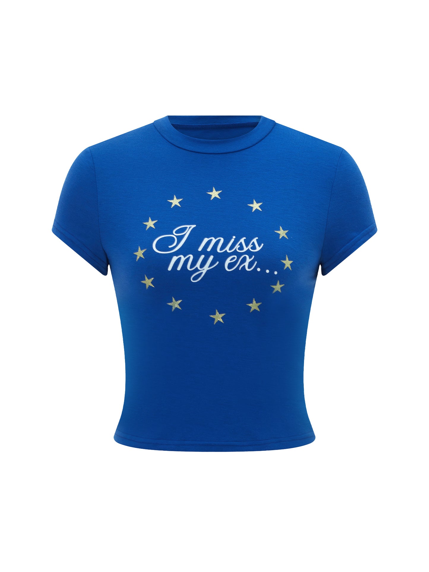 Women's Stars Letter Print Round Neck Shirts Top