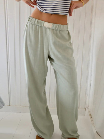 Women Casual Pants, Elastic Waist Solid Loose Trousers Lounge Pants