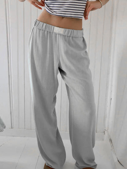 Women Casual Pants, Elastic Waist Solid Loose Trousers Lounge Pants