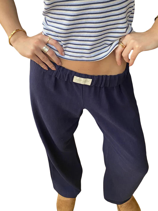 Women Casual Pants, Elastic Waist Solid Loose Trousers Lounge Pants