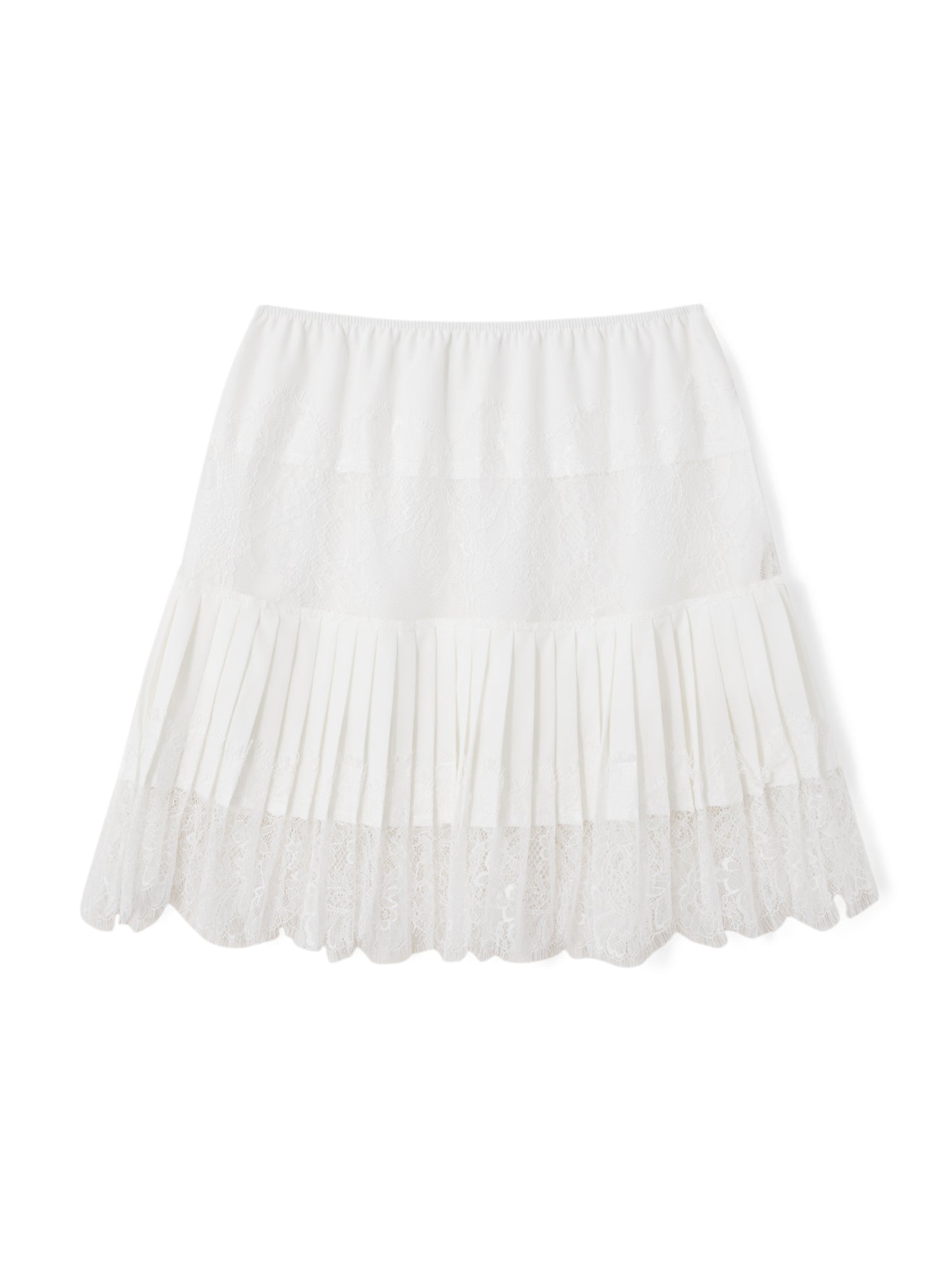 Women's Fashion Mid-Rise Pleated Lace Casual Skirt