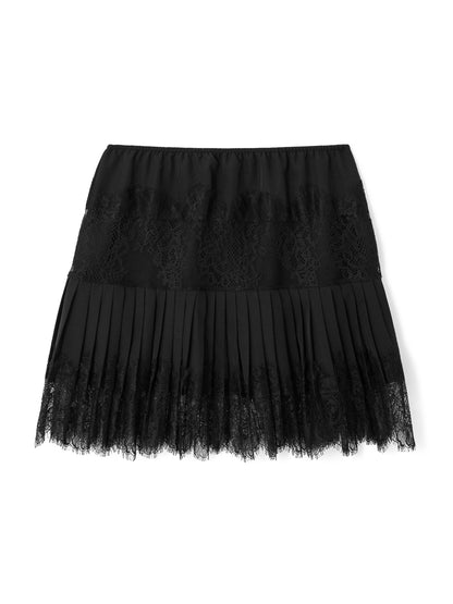 Women's Fashion Mid-Rise Pleated Lace Casual Skirt