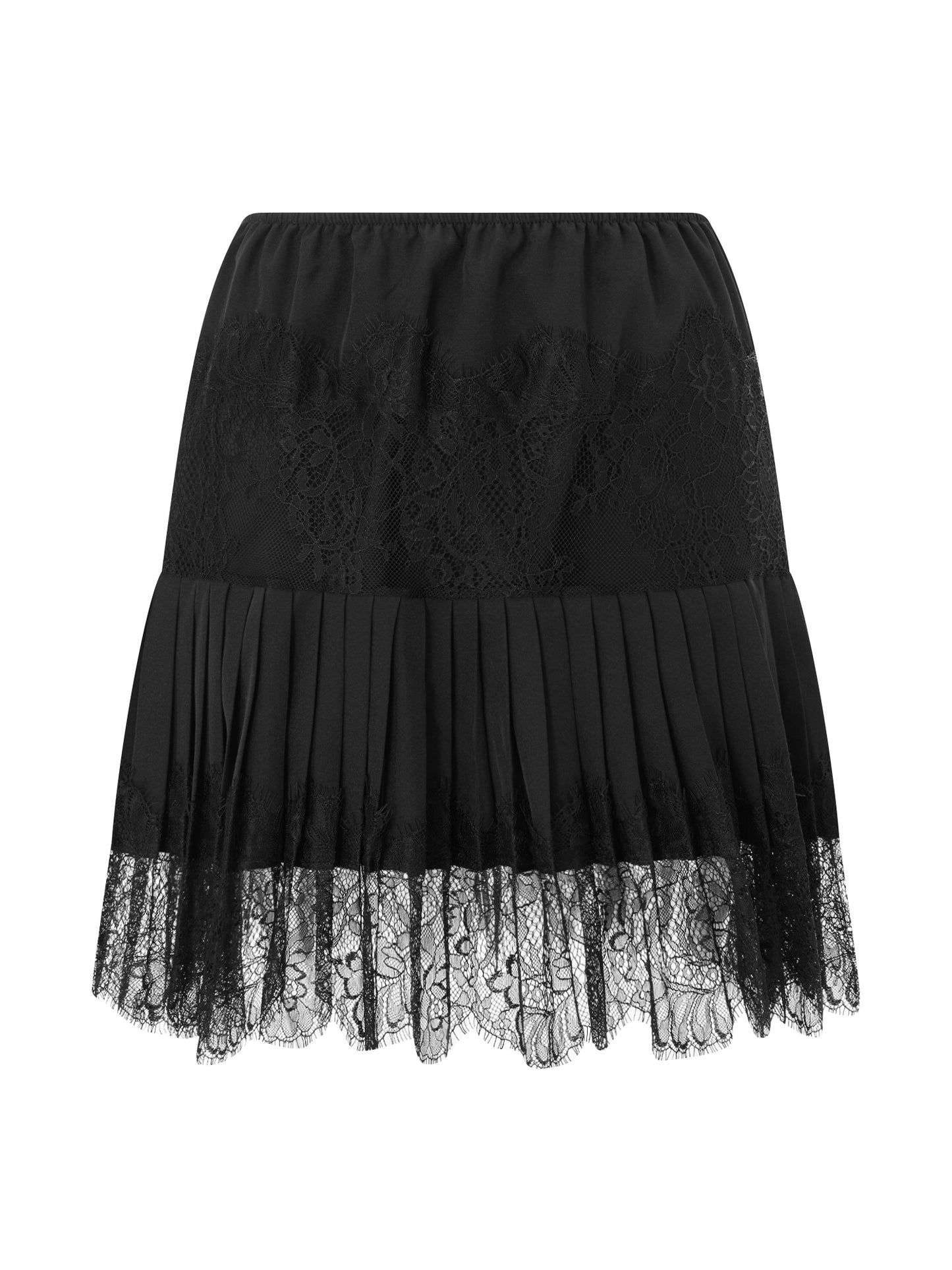 Women's Fashion Mid-Rise Pleated Lace Casual Skirt