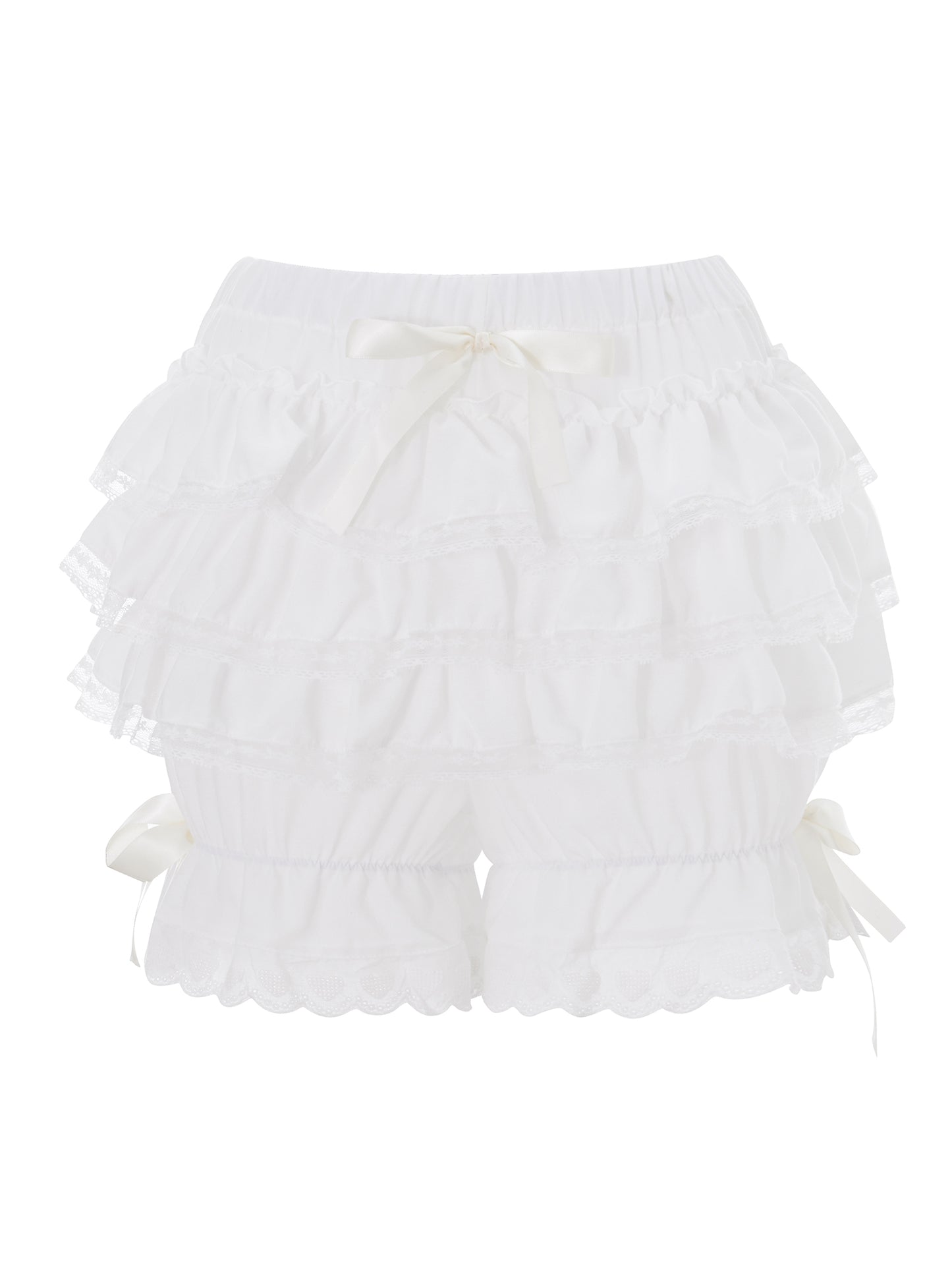 Women's Lace Spliced Bow Pajama Shorts