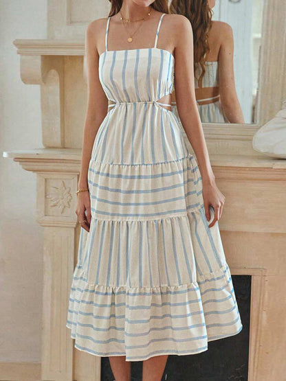 Women's Summer Long Dress Sleeveless Tie-up Back Cutout Dress