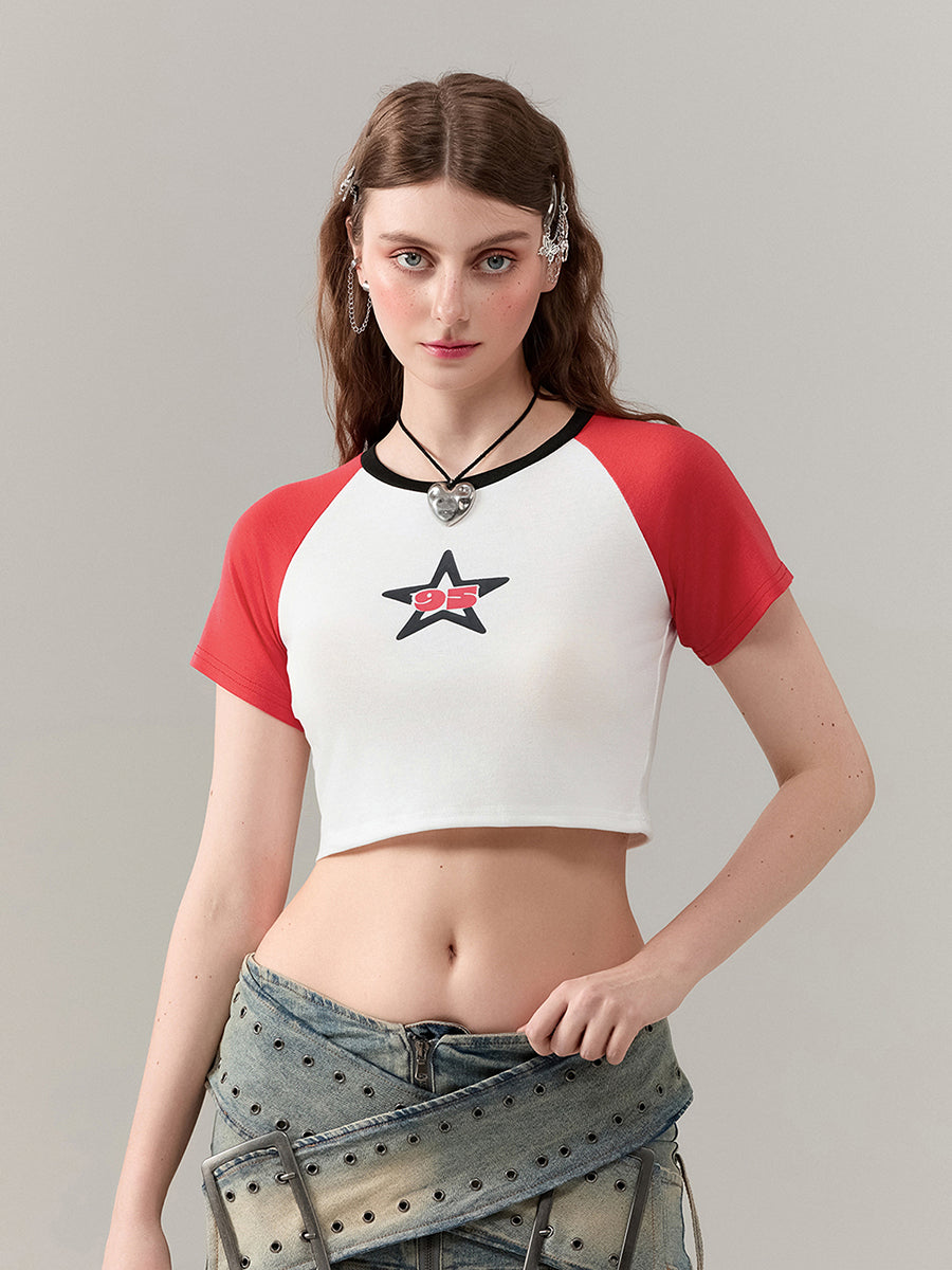 Women's Short Sleeve Star Pattern T-Shirt