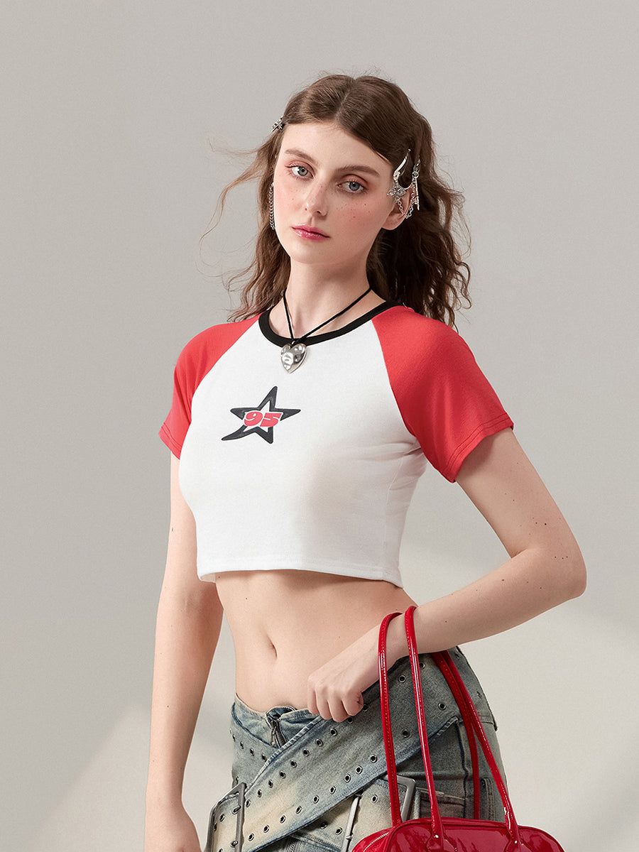 Women's Short Sleeve Star Pattern T-Shirt