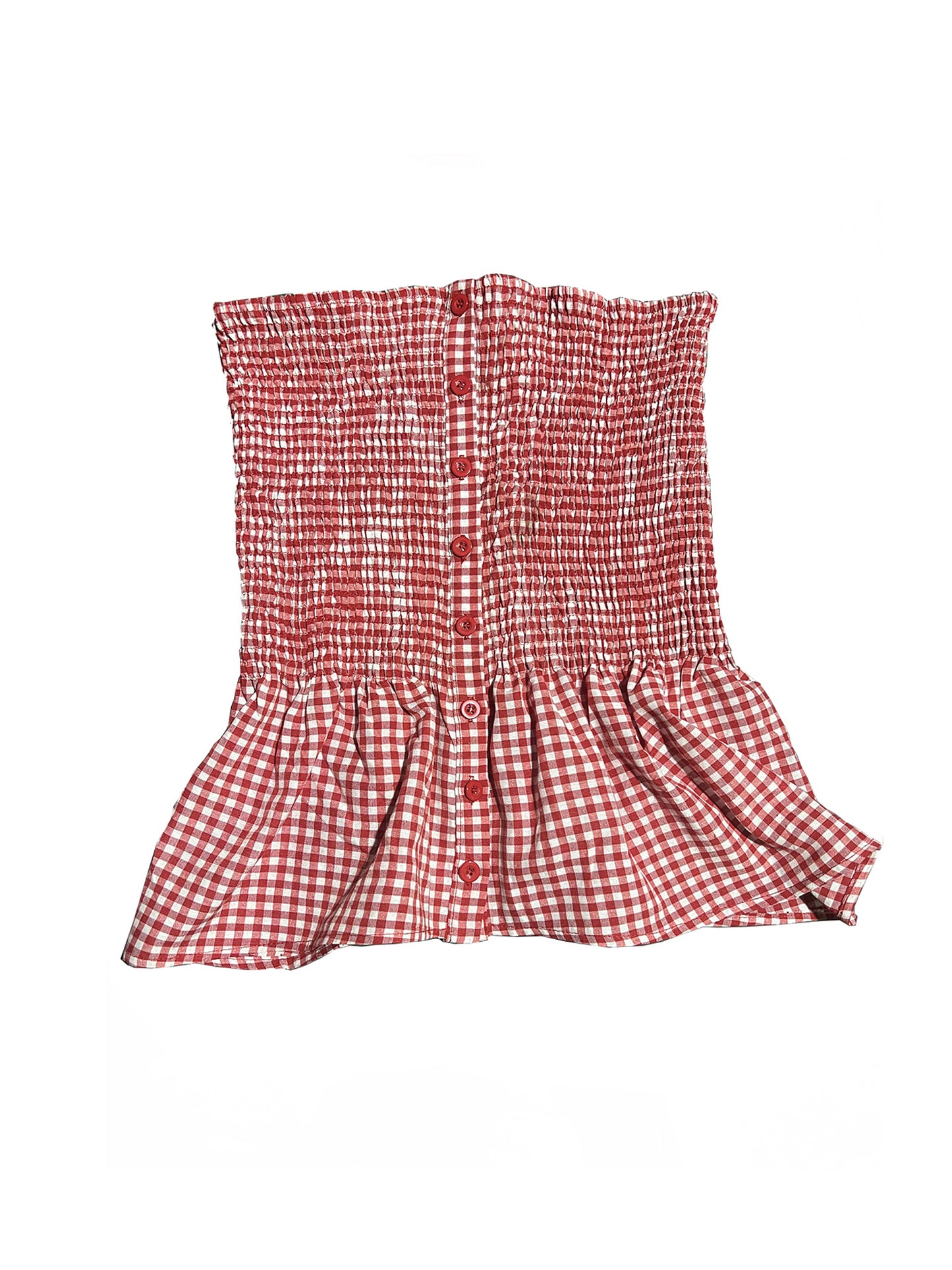 Women Tube Top, Strapless Backless Plaid Button Closure Vest