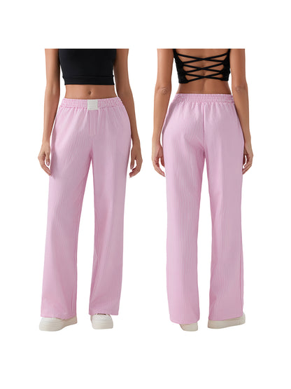 Women's Stripe Print Loose Pants High Waist Straight Leg Trousers