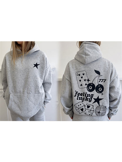 Women Graphic Hoodie Loose Long Sleeve Hooded Sweatshirt with Pocket