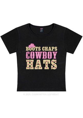 Women's y2k Cowboy Hats Baby Tee Printed T-Shirt