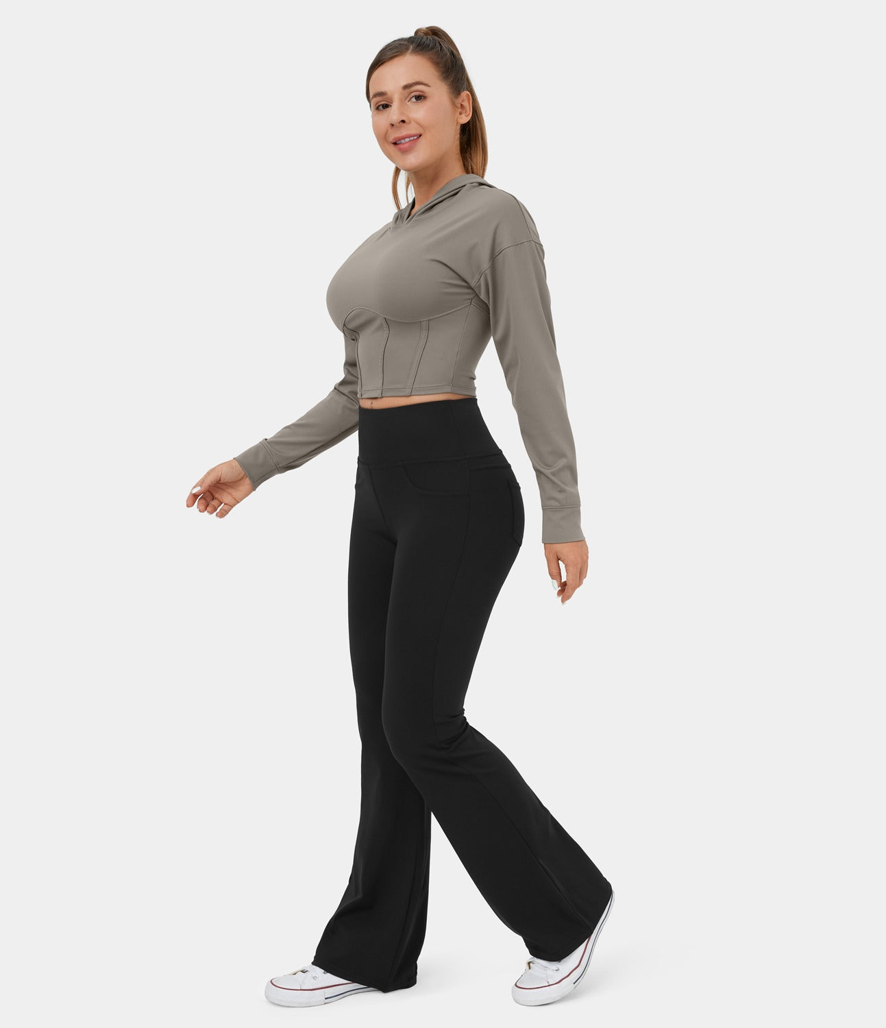 High Waisted Back Pocket Flare Yoga Leggings