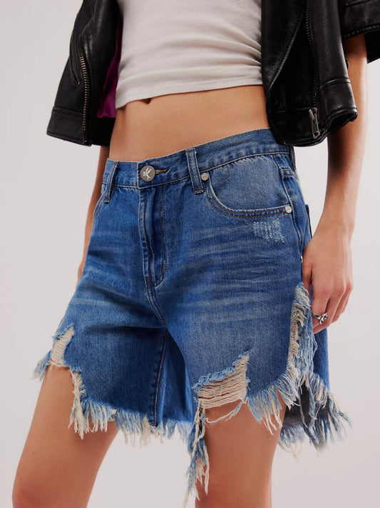 New Fashion Women's High Waist Ripped Denim Shorts