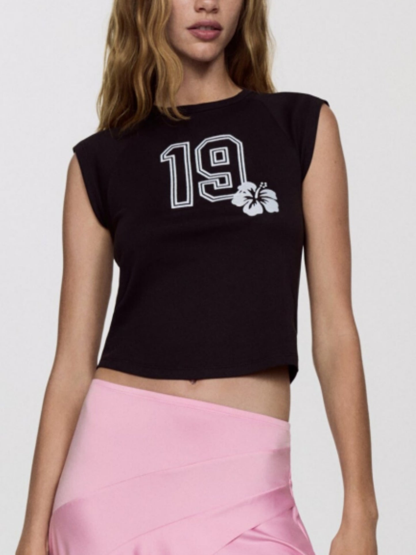 New Women's Printed Short-sleeved Cropped T-shirt