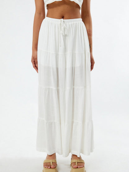 Women's Layered White Solid Maxi Dress