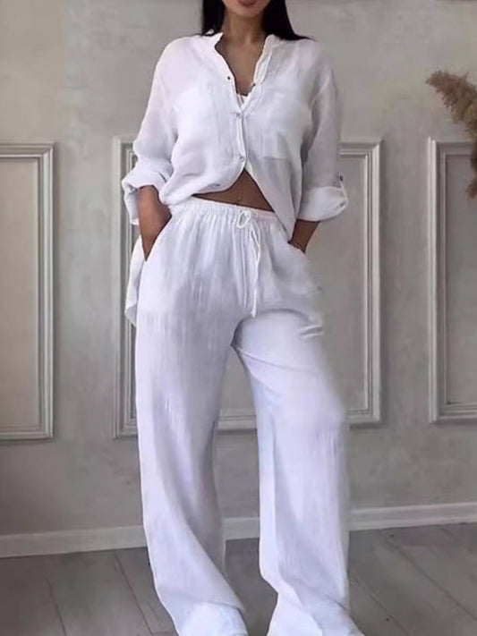 Women's 2 Piece Outfits Button Down Shirt & Pants