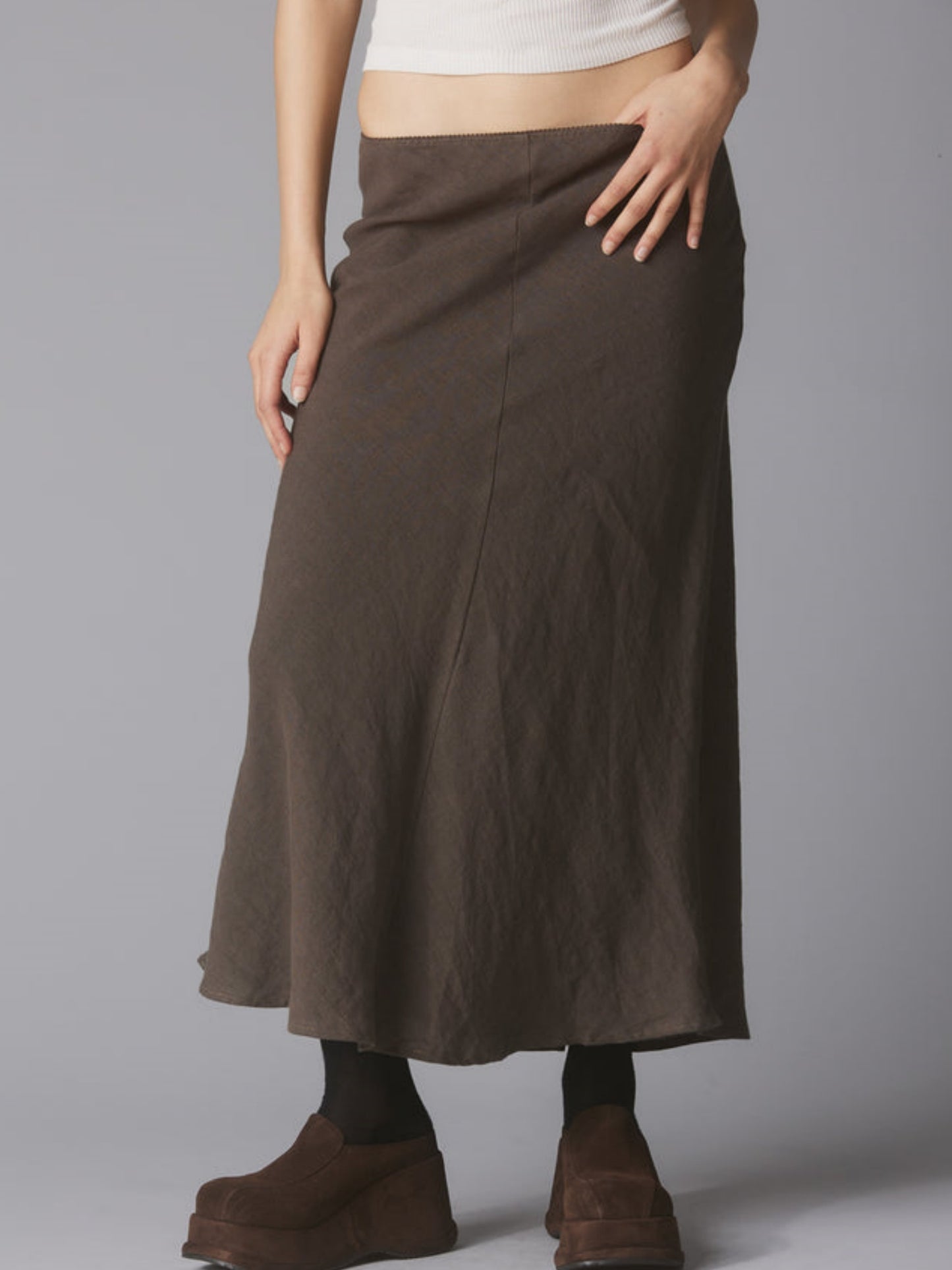 Women's Coffee Color Simple Hip Skirt