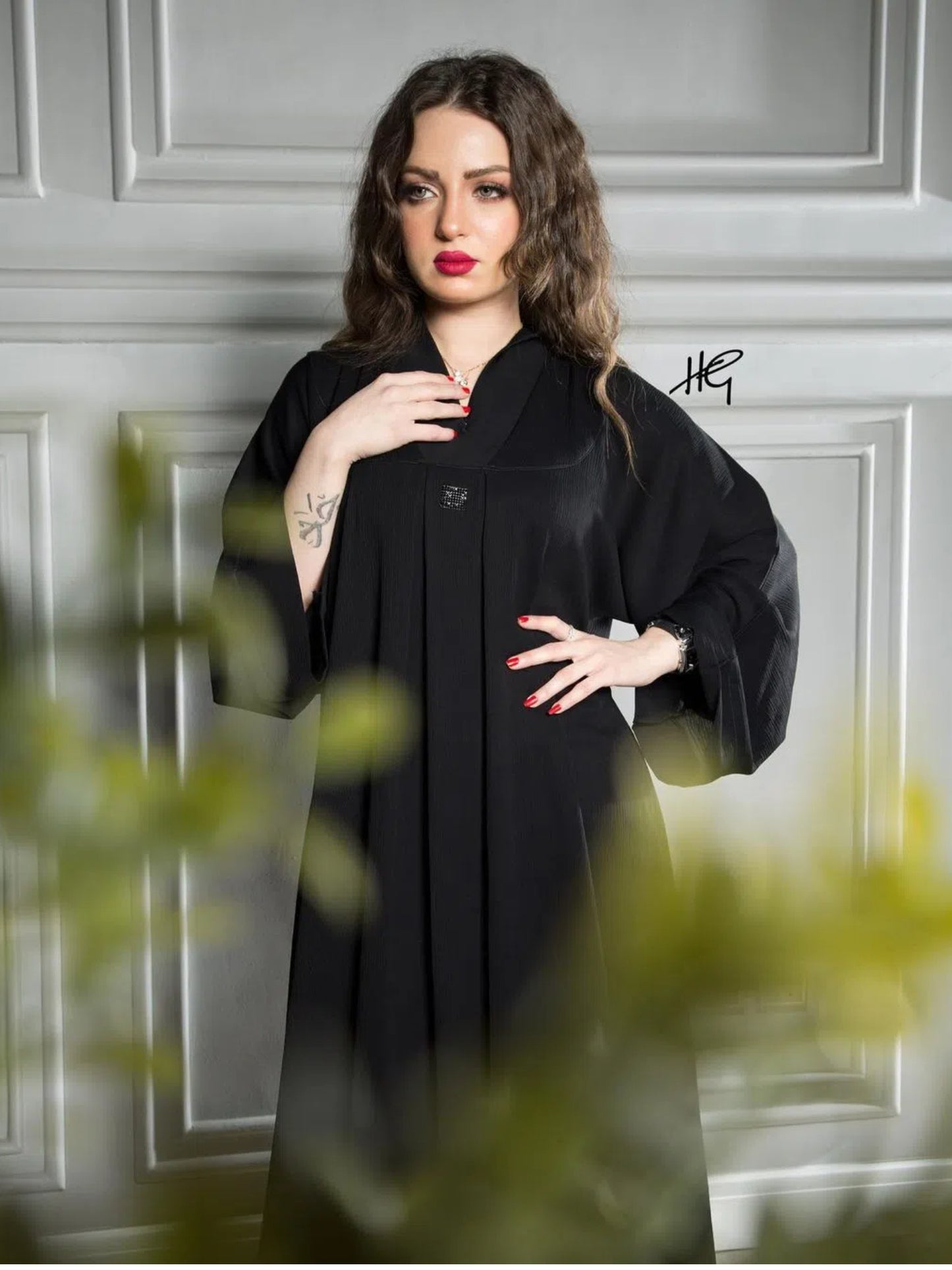 High Quality Long Sleeve Black Plus Size Dress