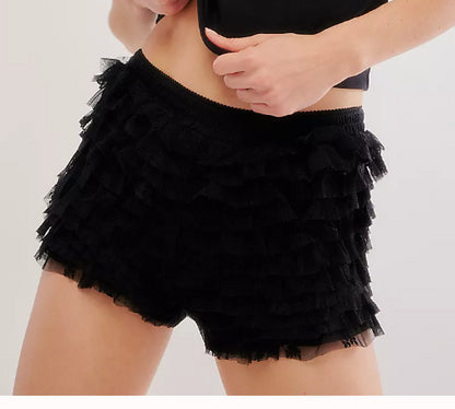 Women's Lace Ruffled Slim Elastic Waist Layered Cake Skort