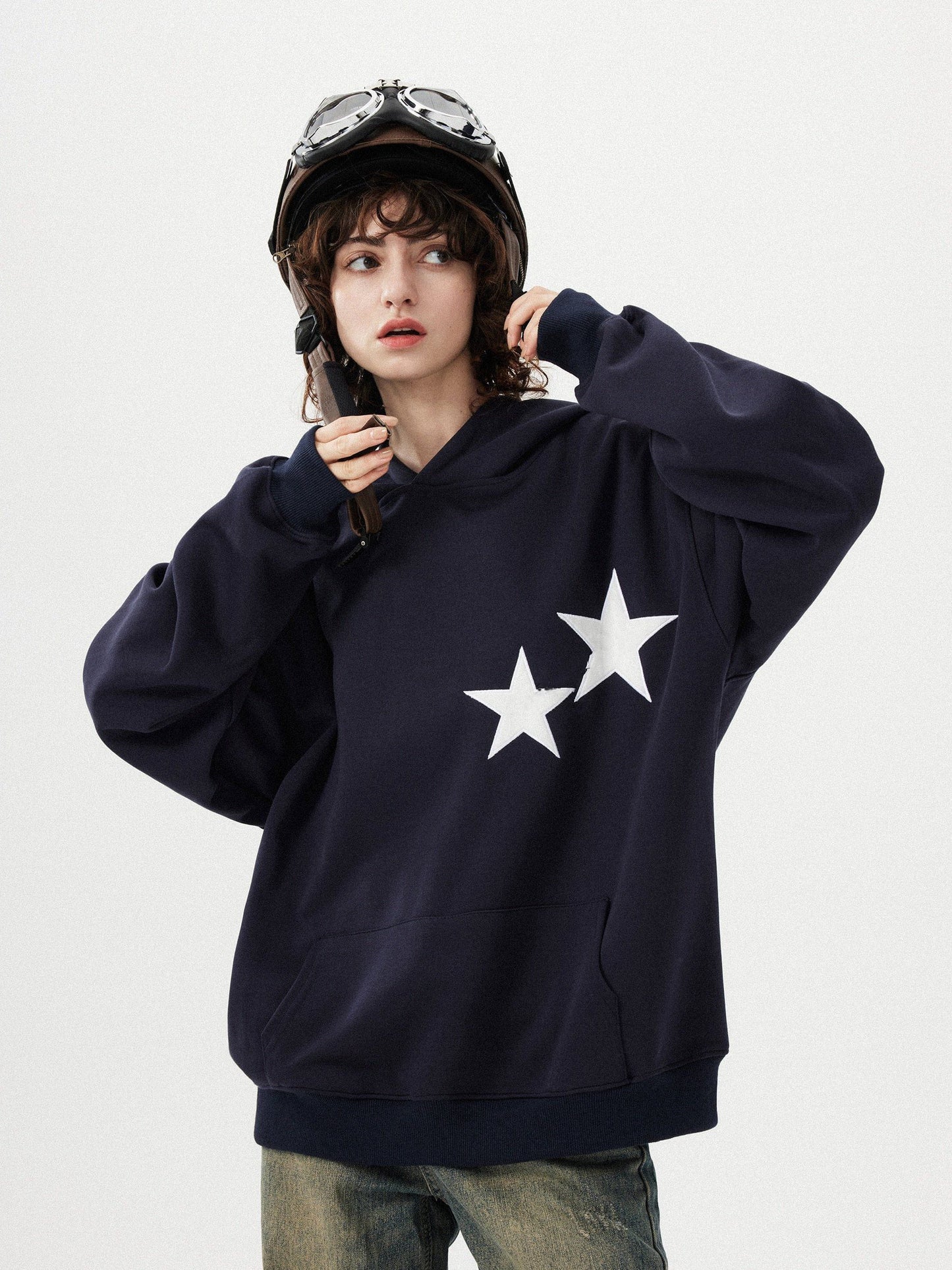 Women's Fall Hoodies Star Print Long Sleeve Hood Fleece Sweatshirt