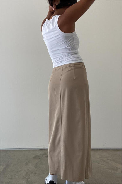 Women's Fashion Button Slit Long Skirt