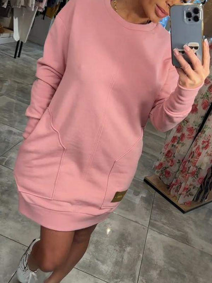 Women’s Round Neck Long Sleeve Sweater Dress For Cheap