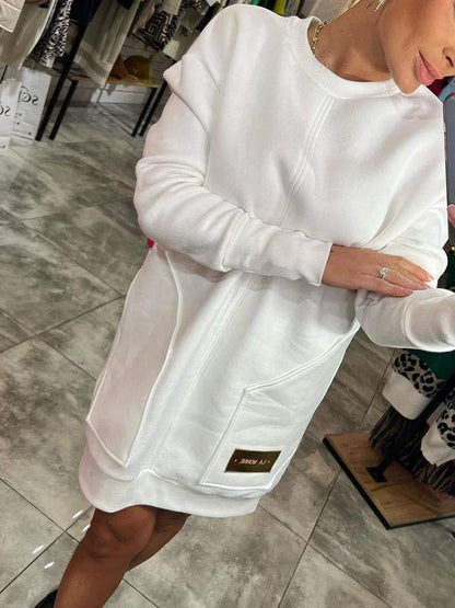 Women’s Round Neck Long Sleeve Sweater Dress For Cheap