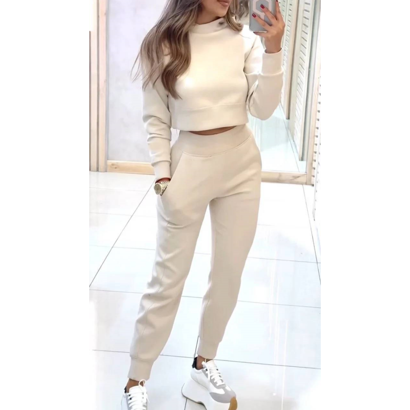 🔥Hot Sale|Women's High Neck T-Shirt and Cuffed Pants 2 Piece Set