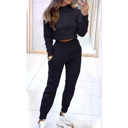 🔥Hot Sale|Women's High Neck T-Shirt and Cuffed Pants 2 Piece Set