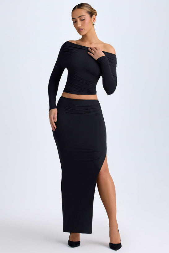 CAROLINA MODAL LOW - RISE MAXI SKIRT IN BLACK