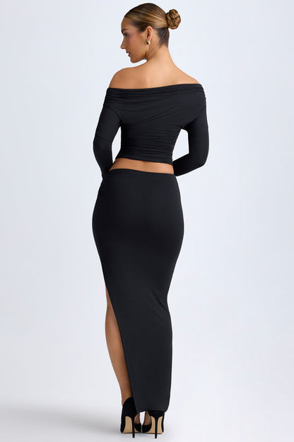 CAROLINA MODAL LOW - RISE MAXI SKIRT IN BLACK