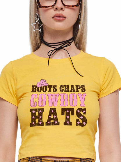 Women's y2k Cowboy Hats Baby Tee Printed T-Shirt