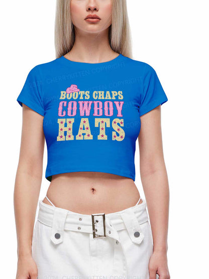 Women's y2k Cowboy Hats Baby Tee Printed T-Shirt