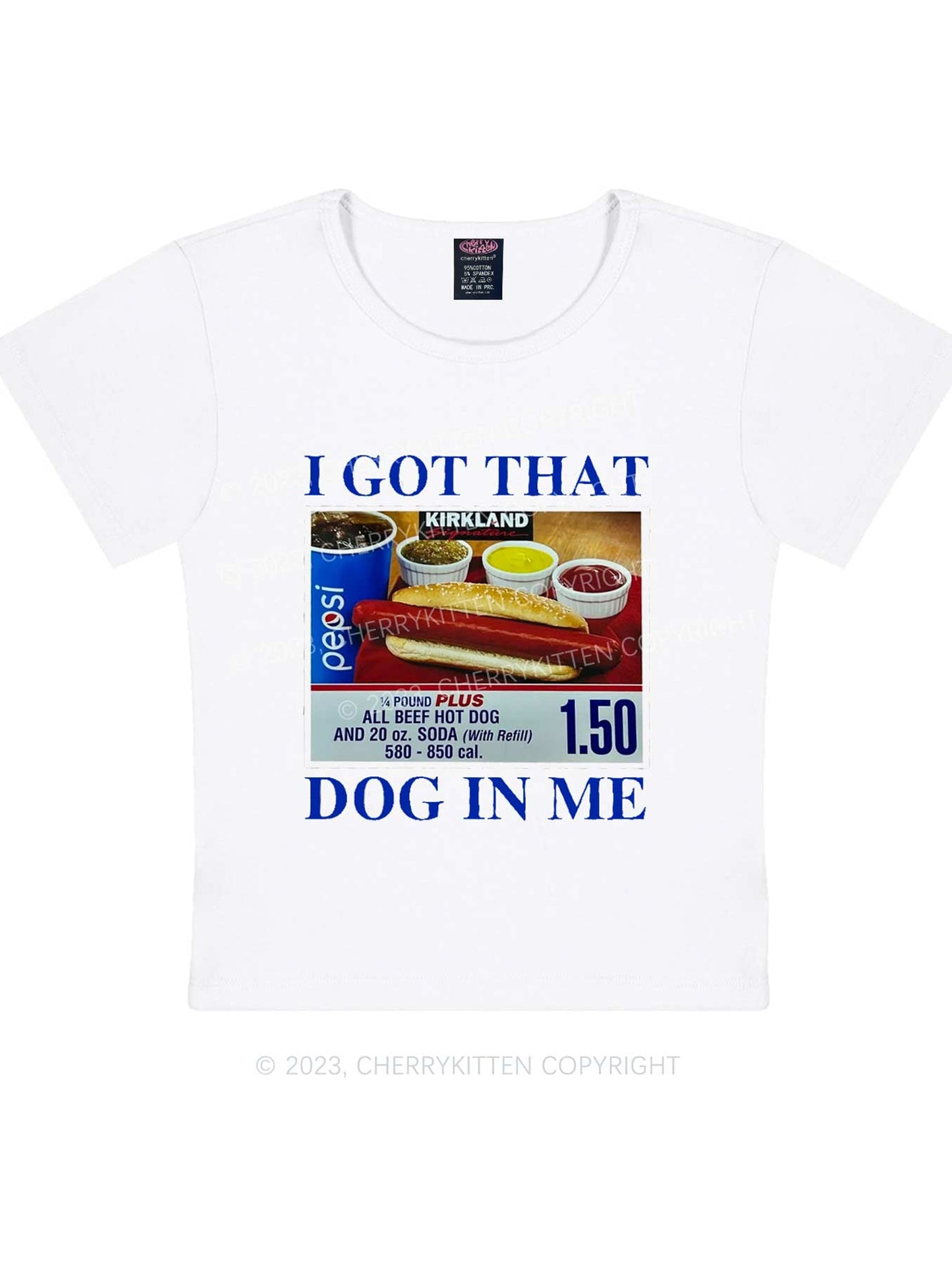 Women's y2k I Got That Hot Dog In Me Baby Tee Printed T-Shirt