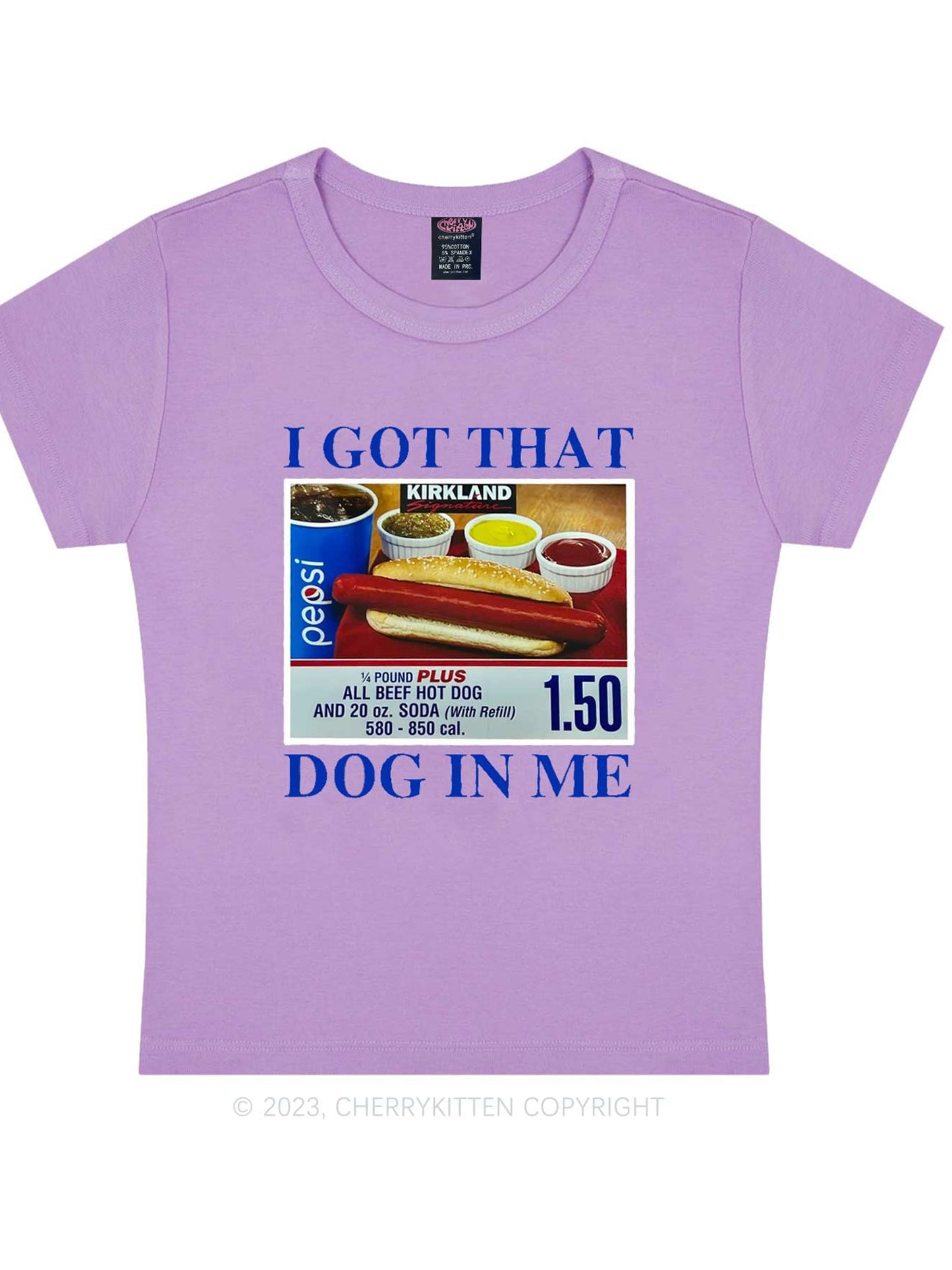 Women's y2k I Got That Hot Dog In Me Baby Tee Printed T-Shirt