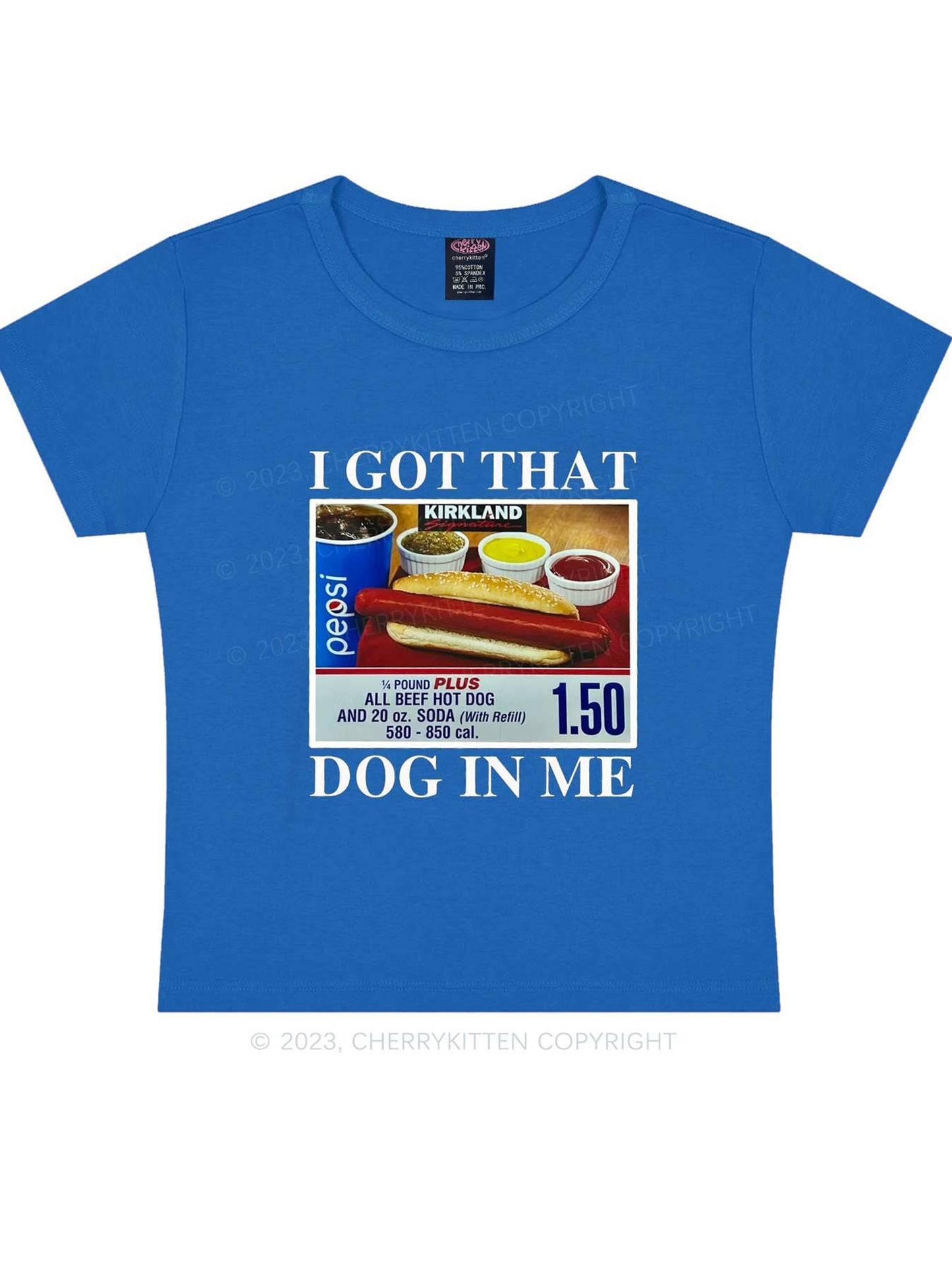 Women's y2k I Got That Hot Dog In Me Baby Tee Printed T-Shirt