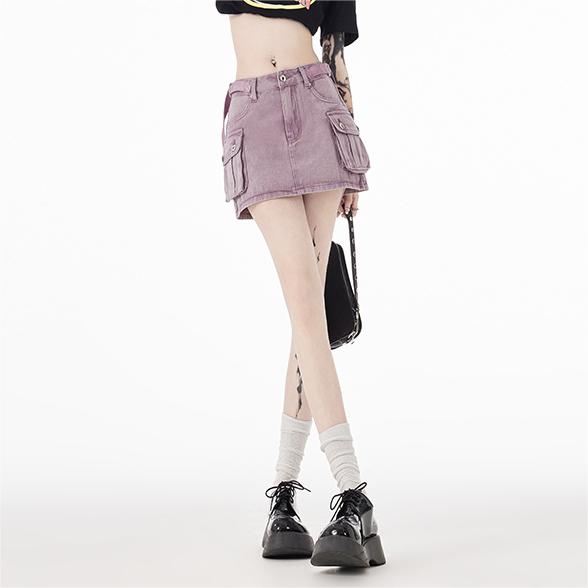 Women's Summer Denim Skirt A-Line Skirt Slim Fit Hip-hugging Short Skirt Pants