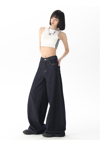 Ladies retro loose wide-leg summer new high waist drape mopping trousers