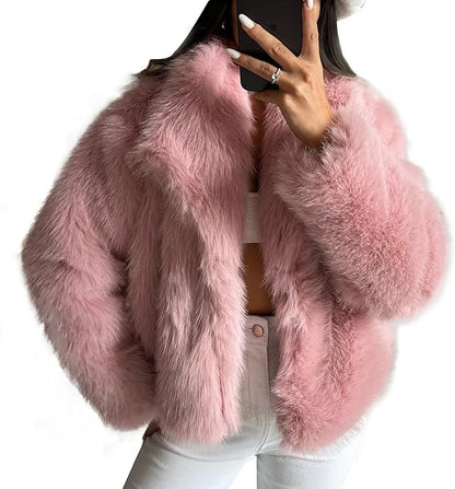 Jenniferm faux fur lapel coat