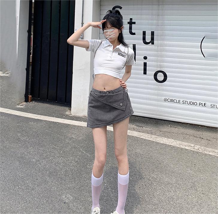 Design Denim Skirt Women's Summer New Style High Waist Slim Waist Skirt