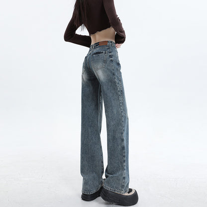 Spring American High Street Slim Hot Girl Mopping Loose Straight Pants