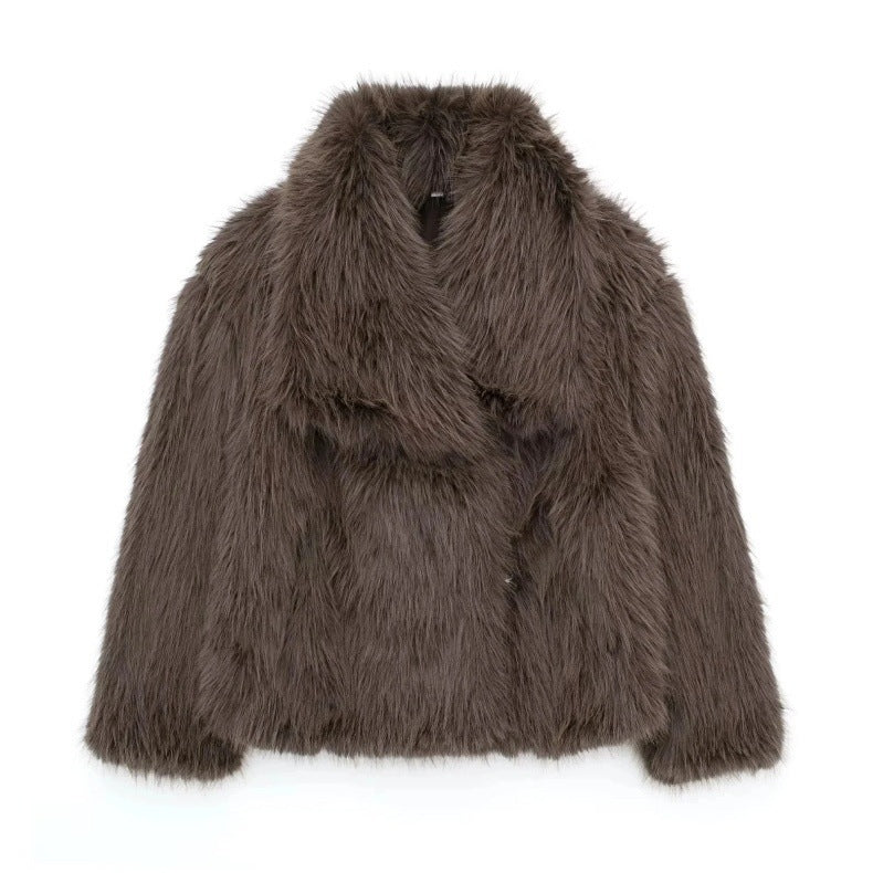 Jenniferm faux fur lapel coat